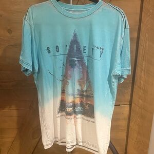 Society Blue and White Graphic Tee